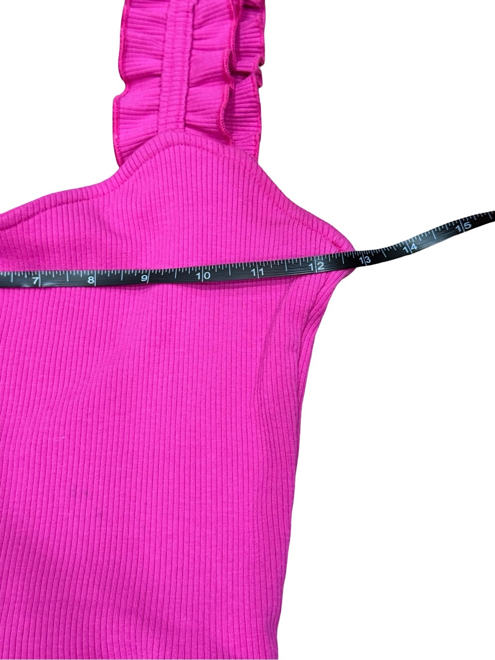 💖 Entro Hot Pink Cropped Wide Leg Jumpsuit Ruffled Strap Size Small - Picture 6 of 14
